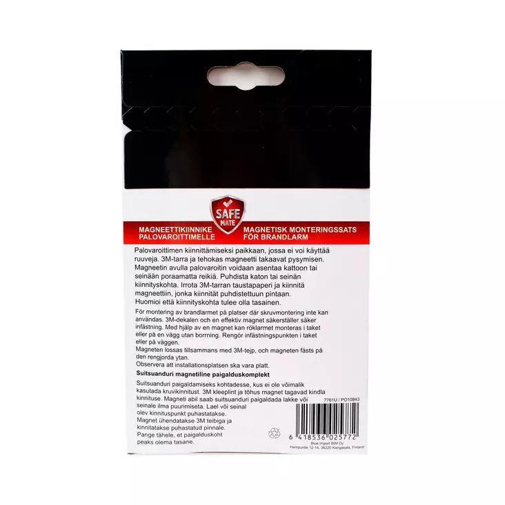 Safemate magneettikiinnityssarja kahdelle palovaroittimelle - Häkä-, kaasu- ja palovaroittimet - 6418536025772 - 1