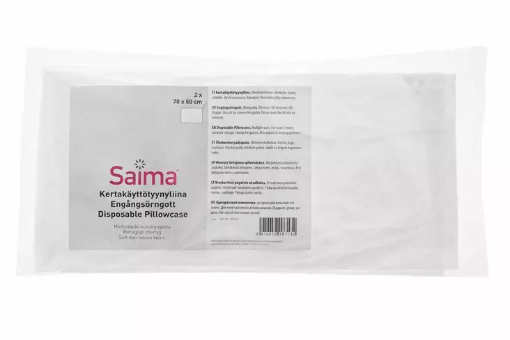 Saima Tyynyliina Kertakäyttö 50x70cm 2kpl/pkt - Tyynyliinat - 6410410187132 - 1