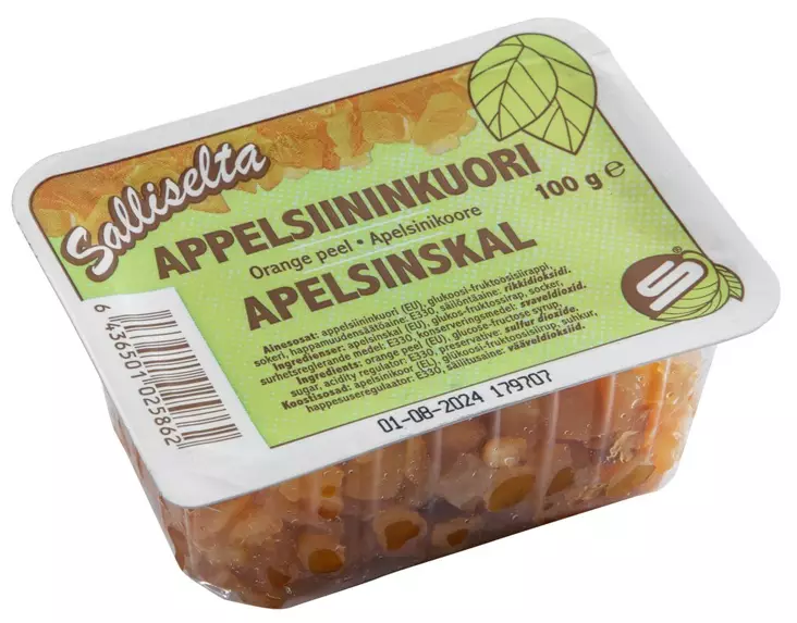 Salliselta Appelsiininkuoripala 100g - Sipsit, snacksit ja pähkinät - 6436501025862 - 1
