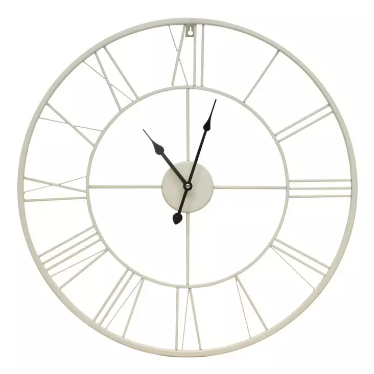 Seinäkello valkoinen metallinen 60cm - Seinäkellot - 4740100798112 - 1