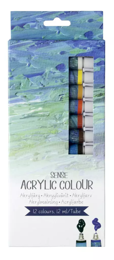 Sense akryylivärit 12kpl - Vesivärit - 7312460108022 - 1