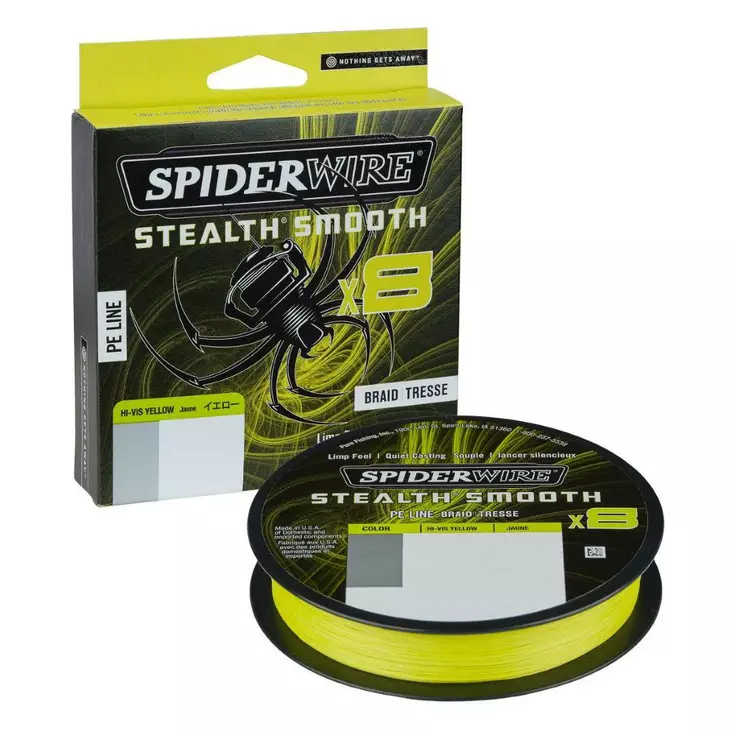 Spiderwire Stealth Braid Smooth X8 Hi-Vis Yellow 0.19mm 150m - Siimat - 022021663552 - 1