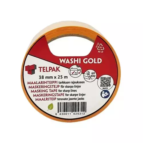 Telpak maalarinteippi Washi 38mmx25m kulta - Teipit - 6430011025312 - 1