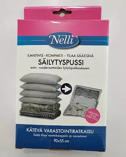 Nelli vakuumi säilytyspussi 90x55cm - Tyhjiöpussit tekstiileille - 6438159081412 - 1