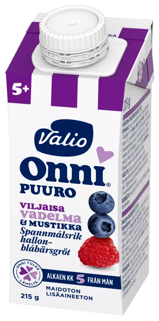 Valio Onni puuro vadelma & mustikka 215g - Lasten ruoka ja juoma - 6408430049332 - 1