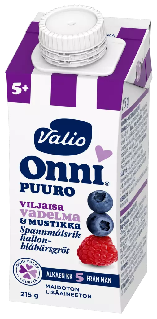 Valio Onni puuro vadelma & mustikka 215g - Lasten ruoka ja juoma - 6408430049332 - 1