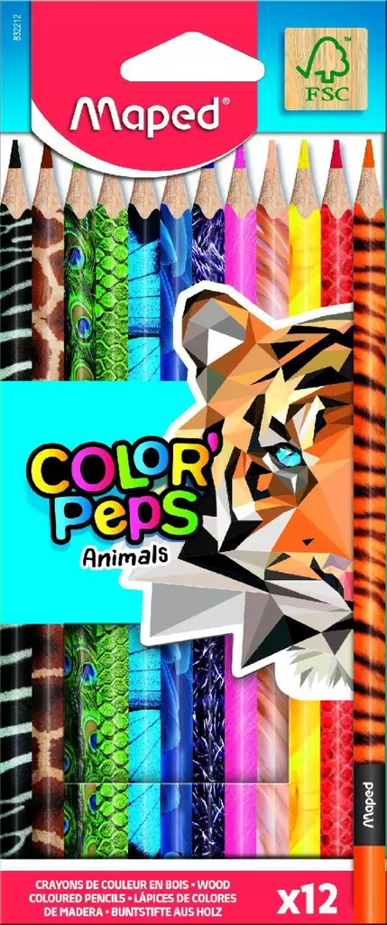 Värikynä Maped Animals 12 väriä FSC - Puuvärikynät ja liidut - 3154148322122 - 1
