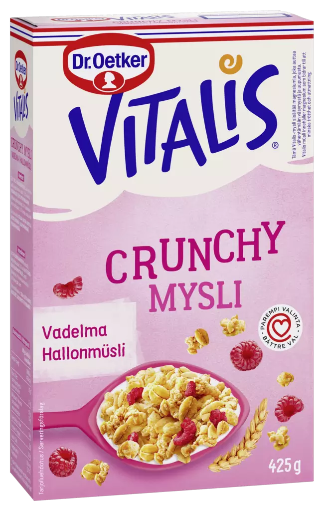 Vitalis Crunchy 425g vadelma -30% sokeri - Murot - 5701073028872 - 1
