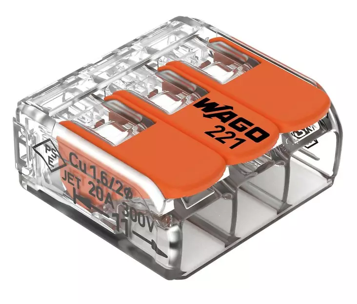 Wago rasialiitin 3-nap 100kpl - Johtoliittimet - 4050821808442 - 1