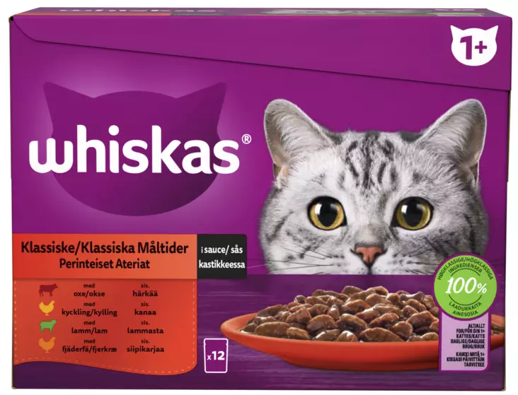 Whiskas 1+ Perinteiset Ateriat 12x85g - Kissan märkäruoat - 3065890154872 - 1