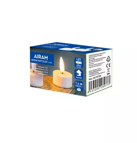 Airam Led minikynttilät ajastimella 2kpl - Led-kynttilät - 6435200289773 - 1