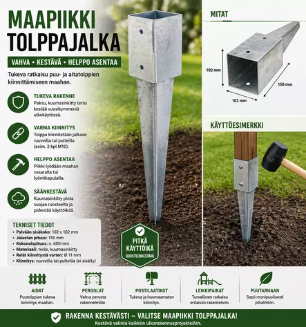 Aitatolpan jalka 51X51mm - Aitatolpat ja tolpanjalat - 6438159035163 - 1
