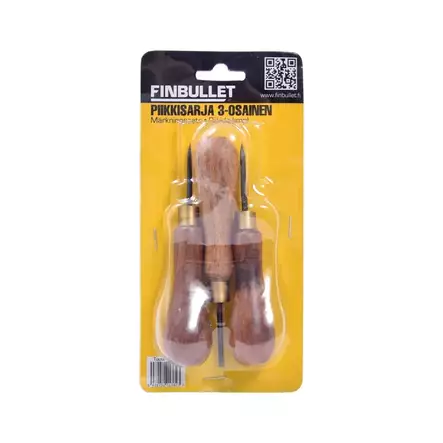 Finbullet 3-osainen puukahva piikkisarja - Tuurnat,puikot ja meistit - 6438152013823 - 1