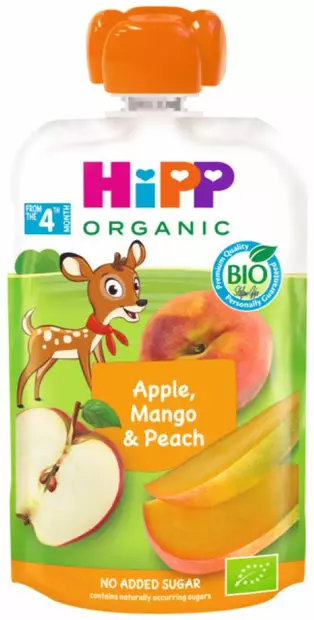 HiPP 100g Luomu Smoothie Persikkaa, Mang - Lasten välipalat - 4062300307193 - 1