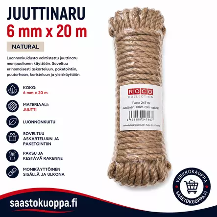Juuttinaru 6mm/20m - Narut ja köydet - 6438159247153 - 1