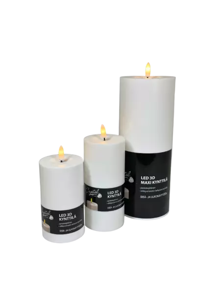 Led 3D maxi kynttilä 10x25cm - Led-kynttilät - 6438159994903 - 2