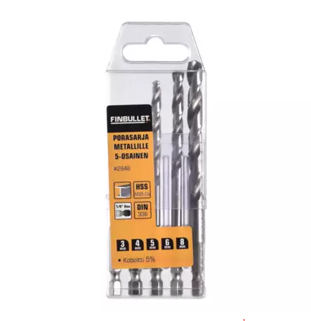 Porasarja metallille 5-osainen HSS M35-Co DIN 338 - Metalliporanterät - 6438152028483 - 2