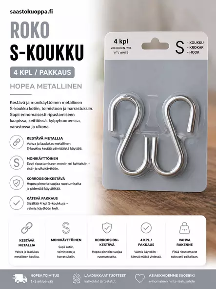 Roco hopea S-Koukku 4kpl/pss - Siivousvälineet - 6438159918183 - 1