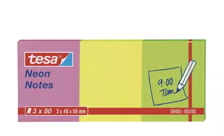 Tesa Viestilappu Neon 3X80 40x50 värilaj - Toimistopaperit - 4042448812483 - 1