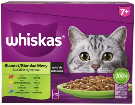 Whiskas 7+ Suosikit laj. kast. 12x85g - Kissan märkäruoat - 3065890155343 - 1