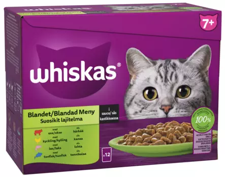 Whiskas 7+ Suosikit laj. kast. 12x85g - Kissan märkäruoat - 3065890155343 - 2