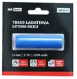 Litium akku 2200mAh 3.7V ladattava 18650 - Ladattavat paristot ja paristolaturit - 6430032158693 - 1
