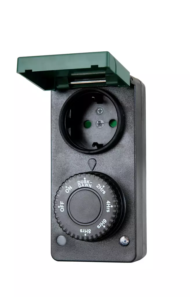 Ajastin ulkokäyttöön Airam hämäräkytkimellä IP44 - Ajastimet ja ajastinpistorasiat - 6435200285973 - 1