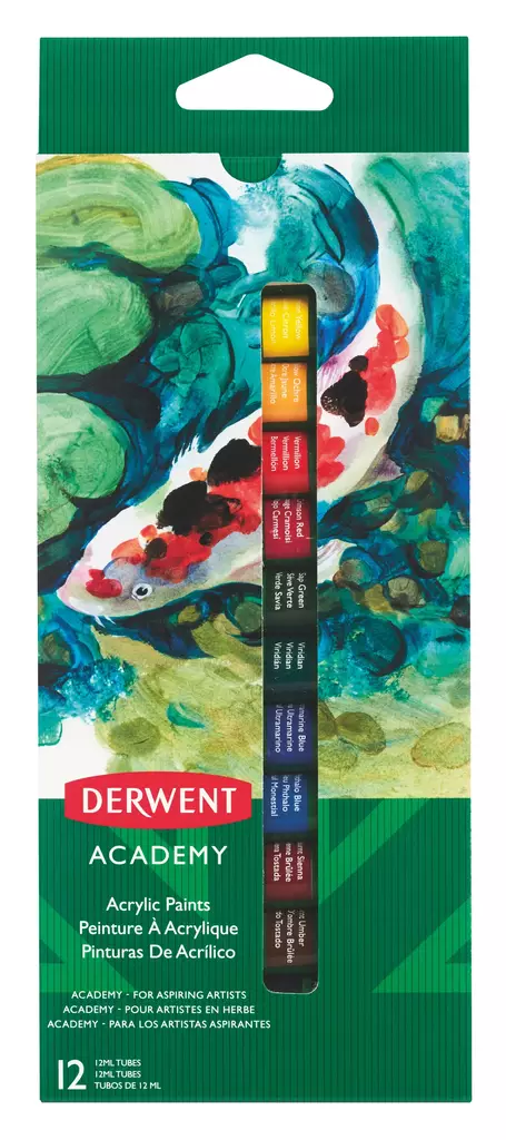 AKRYYLIMAALIT DERWENT 12ML 12 VÄRIÄ - Muut askartelutarvikkeet - 5028252508353 - 1