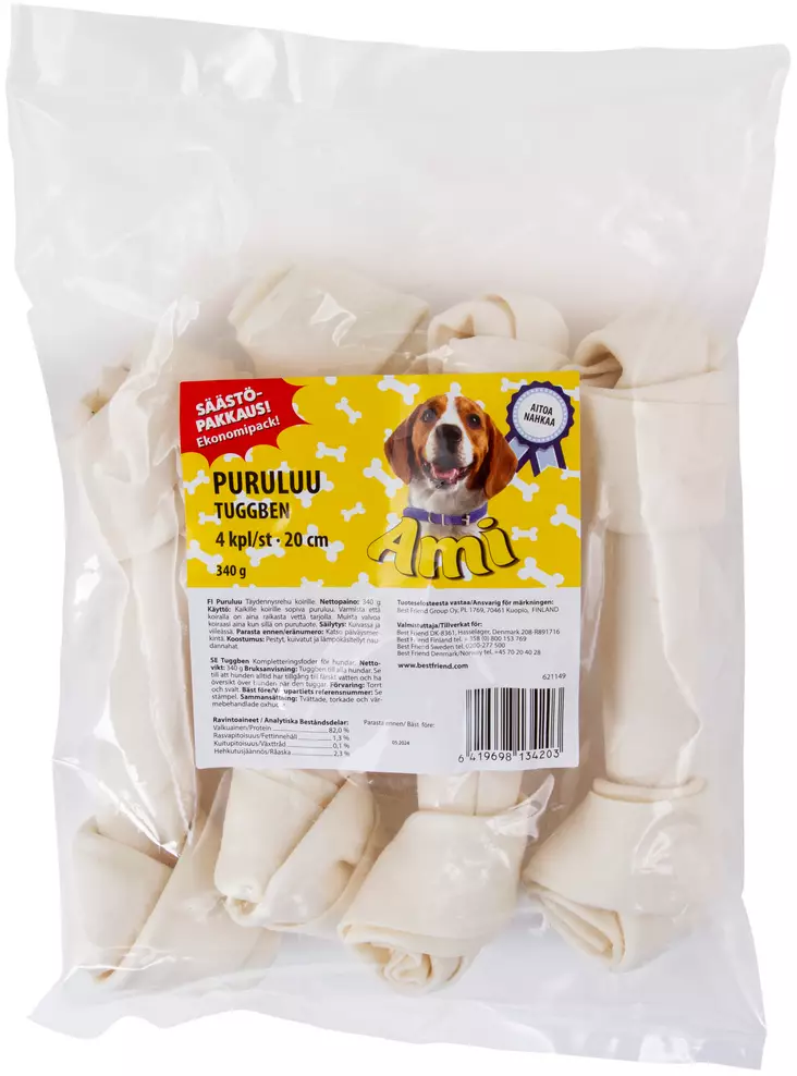 Ami Puruluu vaalea 20cm 4kpl - Koiran luut - 6419698134203 - 1