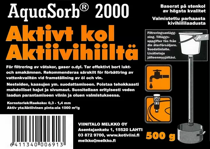 AquaSorb 2000 500g aktiivihiili - Viinitarvikkeet - 6411340006913 - 1