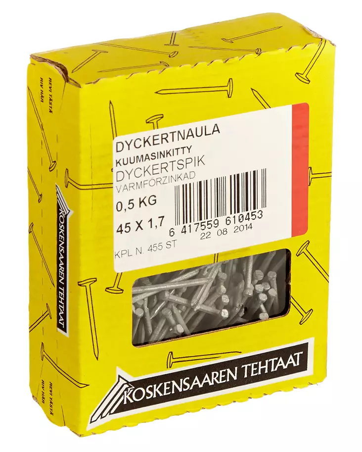 Dyckertnaula kuumas. 45x1,7mm 0,5kg - Naulat - 6417559610453 - 1