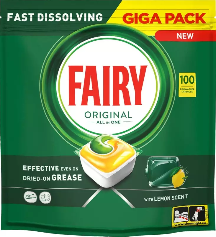 Fairy Original konetiskitabletti 100kpl - Yleispuhdistusaineet - 8700216237383 - 1