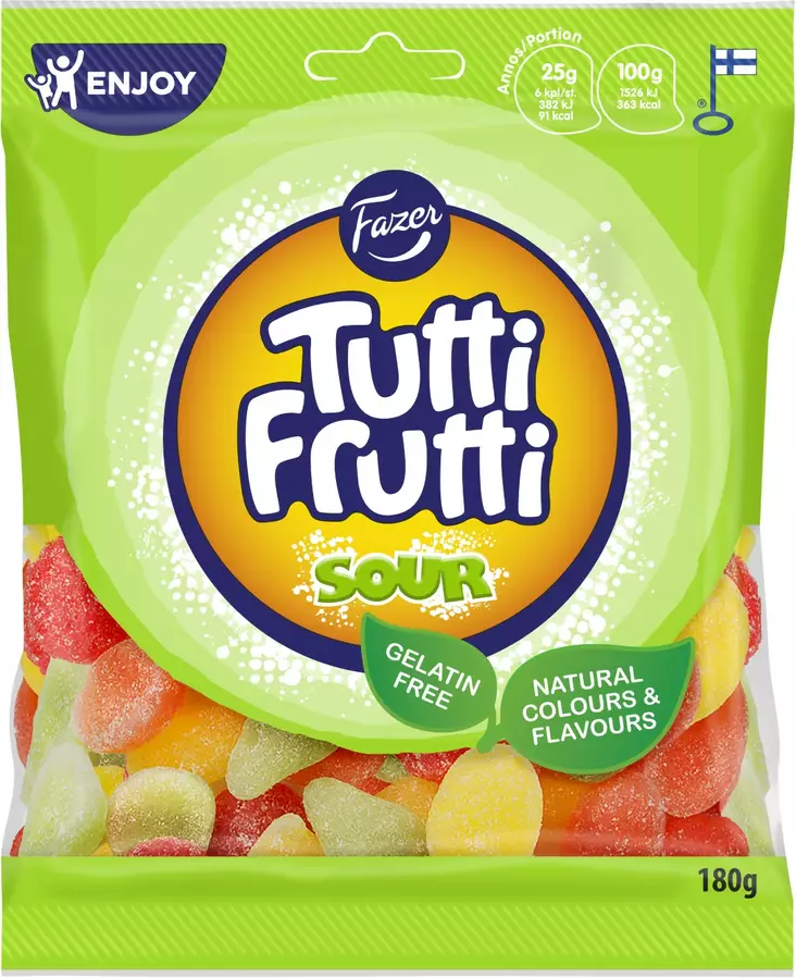 Fazer Tutti Frutti sour 180g - Karkit - 6416453036413 - 1