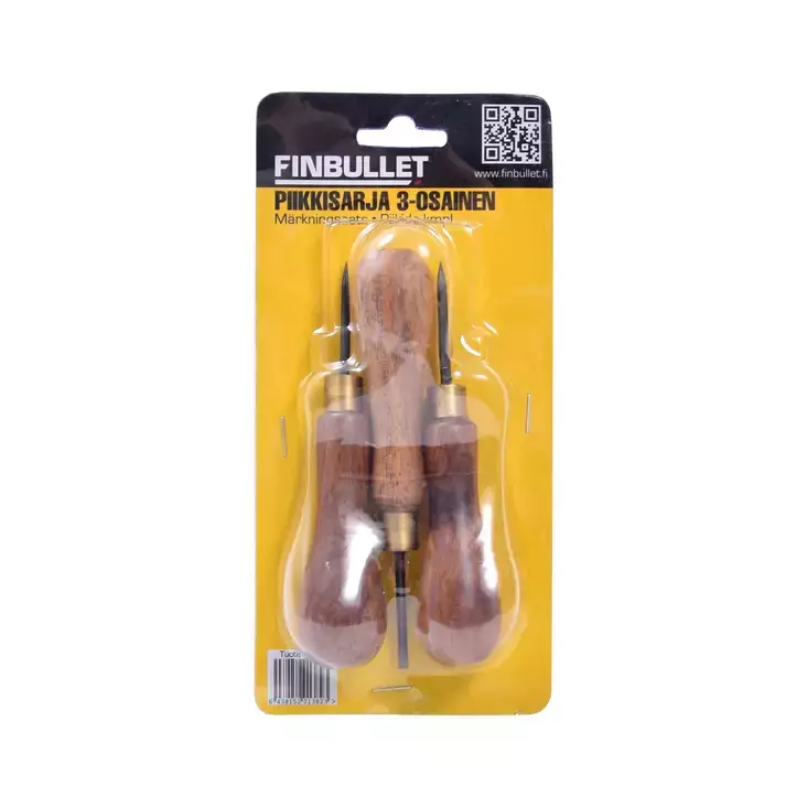 Finbullet 3-osainen puukahva piikkisarja - Tuurnat,puikot ja meistit - 6438152013823 - 1