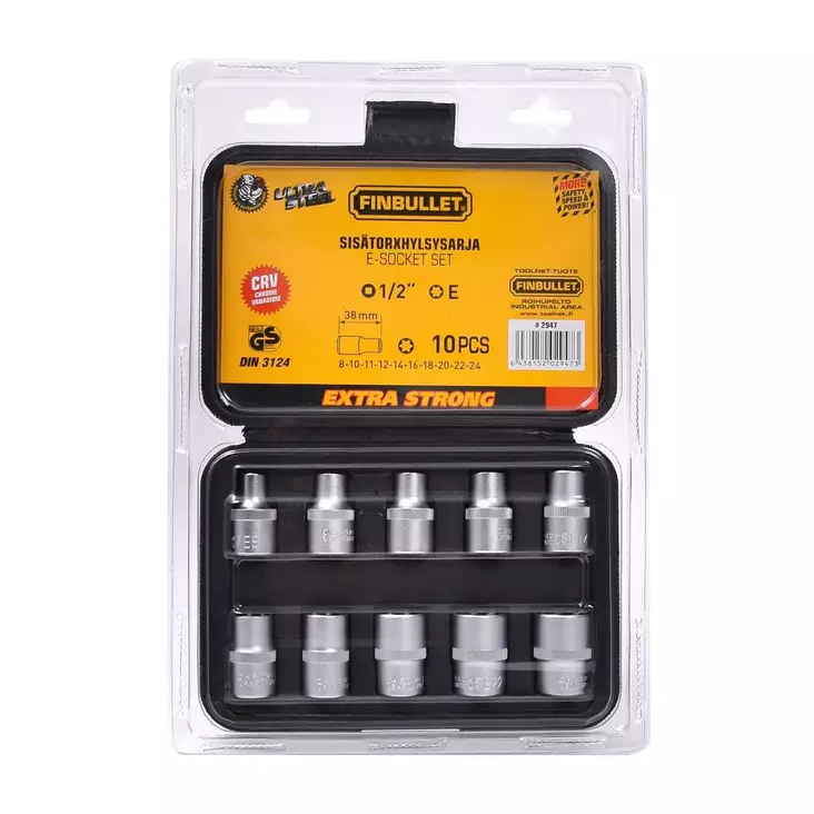 Finbullet Torxhylsysarja sisä 1/2" 10-os - Hylsysarjat - 6438152029473 - 1