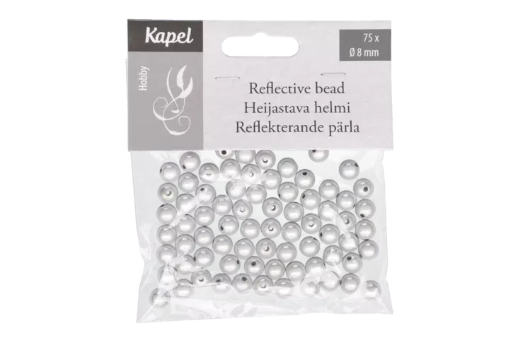 Heijastava helmi 8mm 75kpl valk. - Askarteluhelmet - 6410416086453 - 3