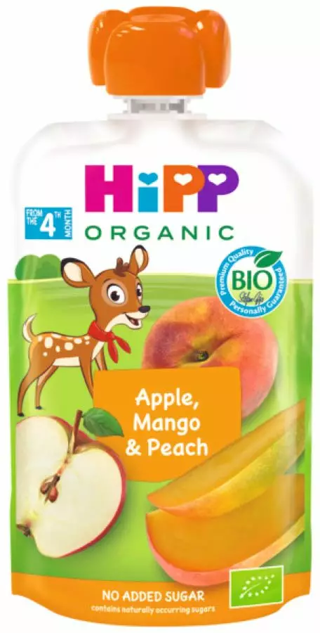 HiPP 100g Luomu Smoothie Persikkaa, Mang - Lasten välipalat - 4062300307193 - 1