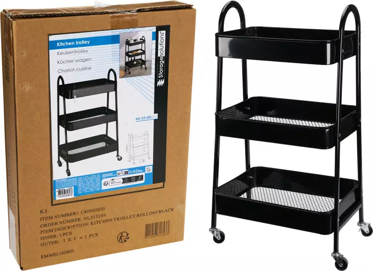 Hyllykkö rullilla 3-kerrosta - Pienkalusteet - 8721037318433 - 1