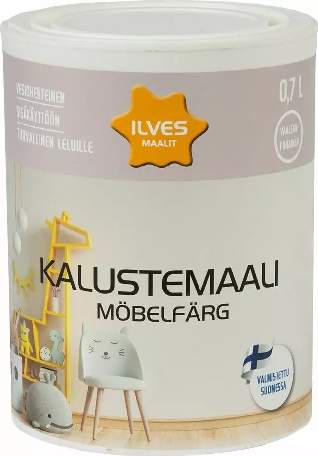 Ilves Kalustemaali Vaaleanpunainen 0,7L - Kalustemaalit ja ikkuna/ovimaalit - 6430026955253 - 1