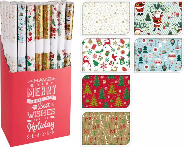 Joululahjapaperi 5mx100cm - Joulupaketointi ja -lahjakassit & kortit - 8721037725583 - 1