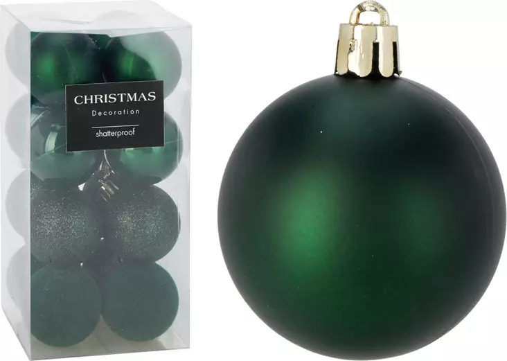 Joulupallo vihreä 5cm 16kpl - Joulukoristeet - 8721037702423 - 1