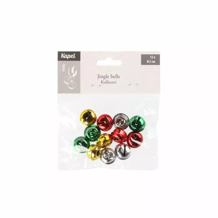 Kapell kulkuset värilajitelma2cm 12kpl - Jouluaskartelu - 6410416494043 - 1