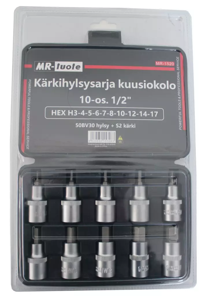 Kärkihylsysarja kuusiokolo 10-os 1/2" - Hylsysarjat - 6430032153063 - 1