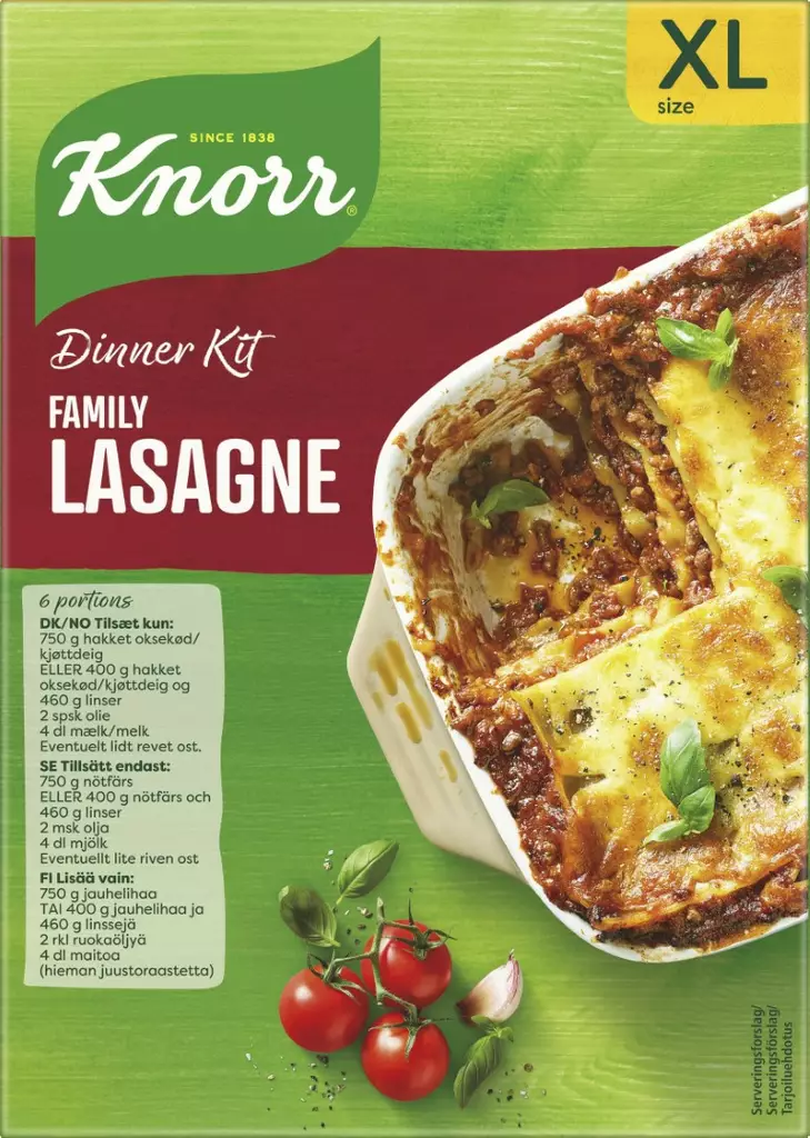 Knorr Family Lasagne Ateria-aines 350g - Kuivaruoka-aineet, keitot ja kastikkeet - 8720182570673 - 1