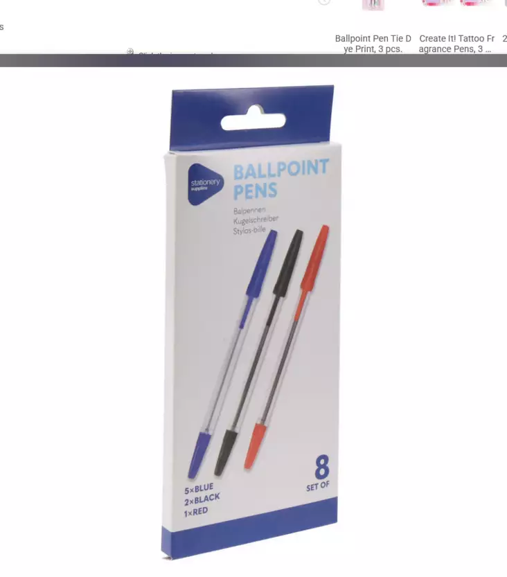 Kuulakärkikynä 8kpl - Mustekynät ja geeliikynät - 8720573581493 - 1