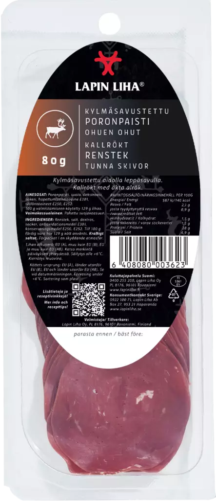 LAPIN LIHA KS.PORONPAISTI OHUEN OHUT 80G - Kissat - 6408080003623 - 1