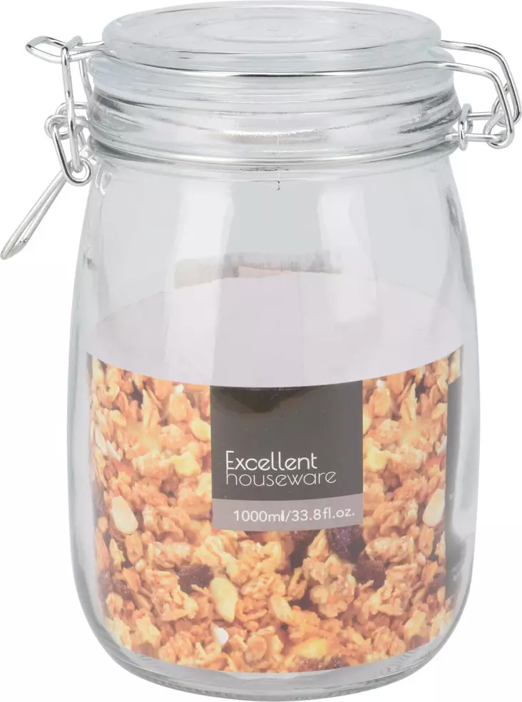Lasipurkki kannella 1000ml - Lasipullot ja -purkit - 8719987106293 - 1