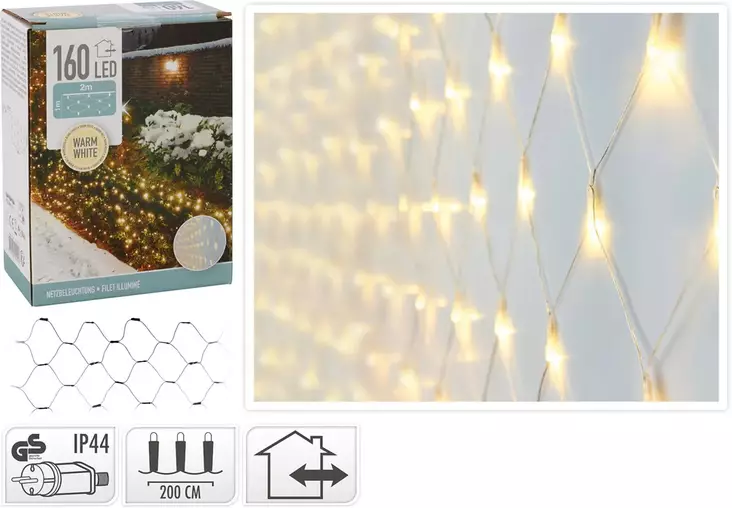 LED-valoverkko 160 LED lämmin valkoinen IP44 - Jouluvalot - 8719202259513 - 1
