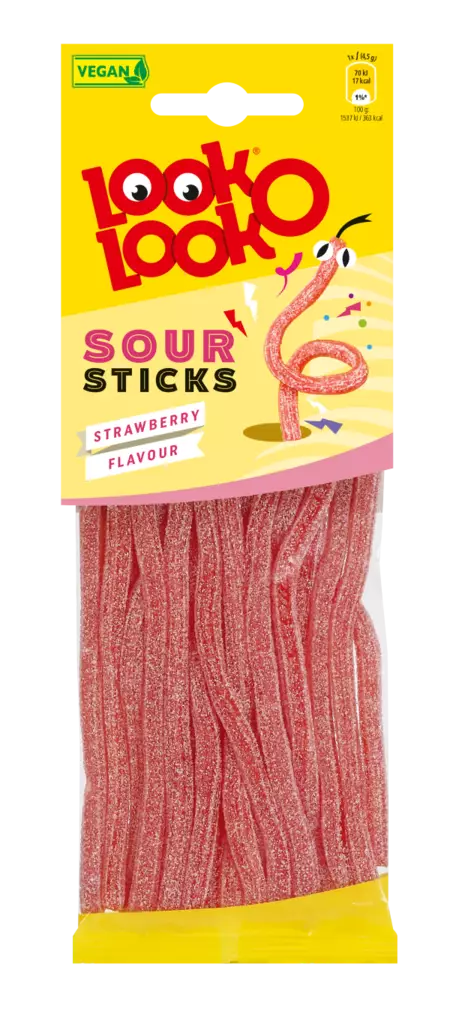 Look-O-Look Sour sticks strawberry - Karkit - 8713600010073 - 1