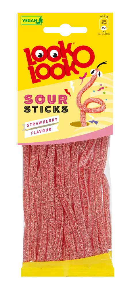 Look-O-Look Sour sticks strawberry - Karkit - 8713600010073 - 1